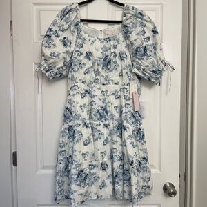 NWT Rachel Parcell Blue Ashley Blur Floral Dress | Size XXL